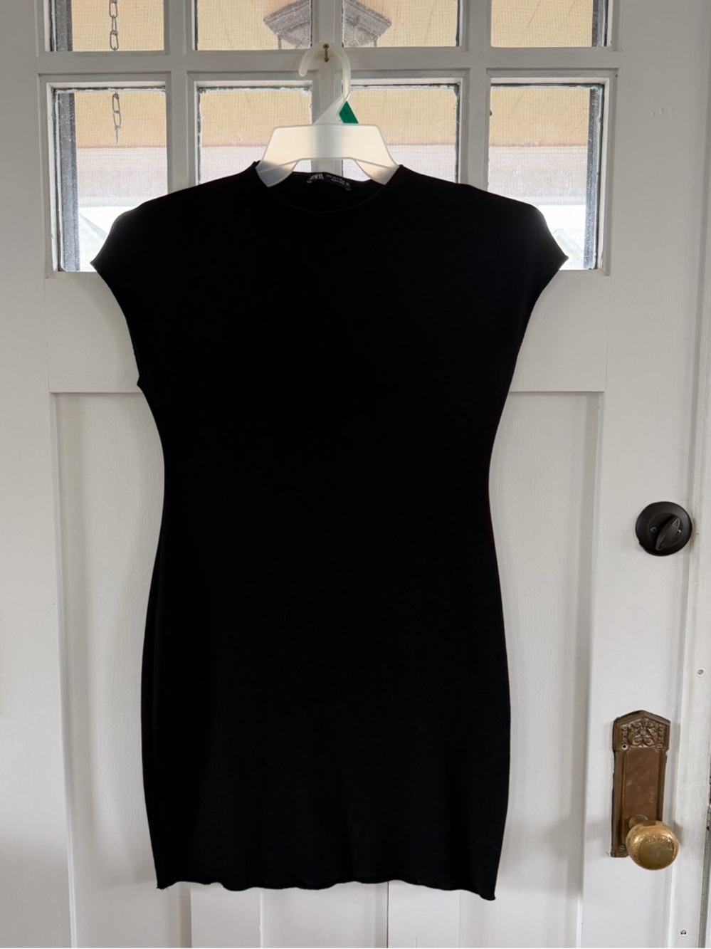 Zara Black Cap-Sleeve Slim Fit Mini Dress